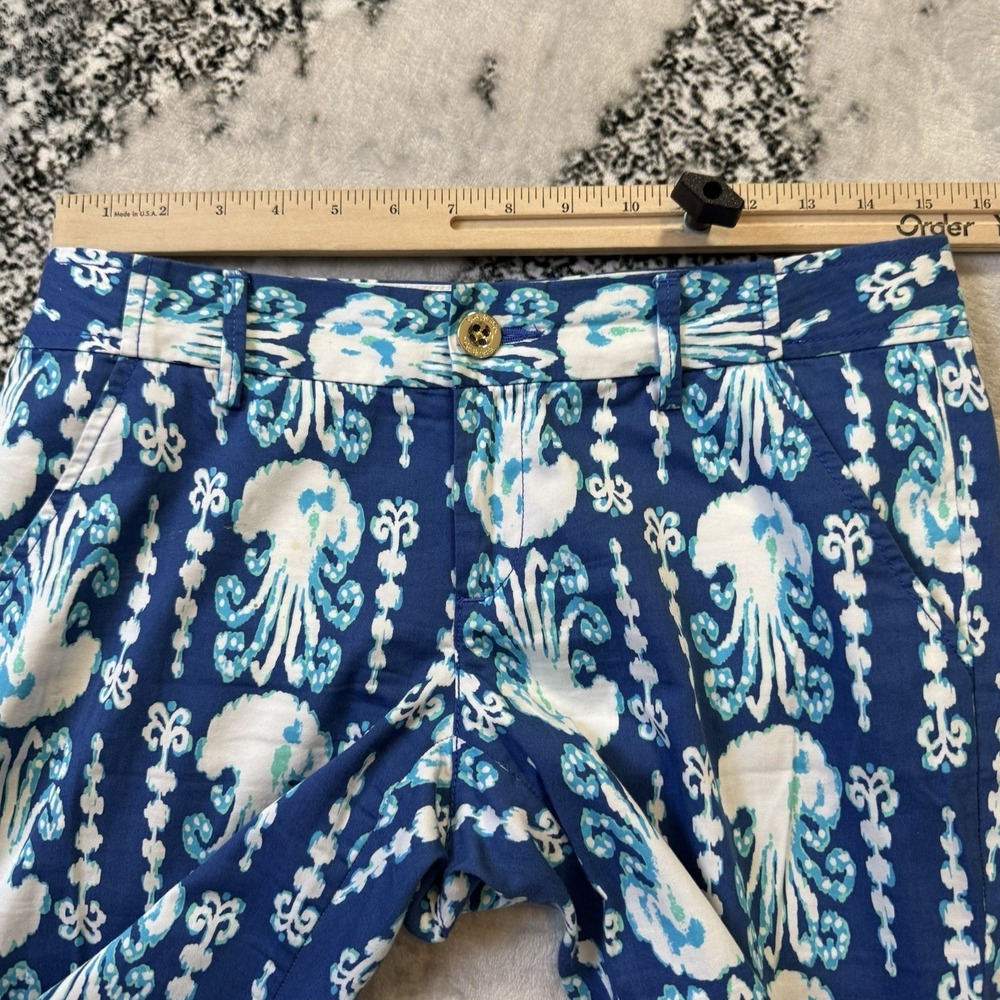 Lilly Pulitzer Pants Womens Size 2 Blue Multi Cocoanut Walk Crop Low Rise Cotton - Picture 3 of 12